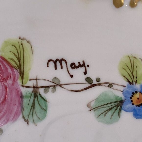 Vintage Tirschenreuth 1838 Germany Gold Trim Hand Painted Porcelain Dish & Plate - Picture 7 of 13